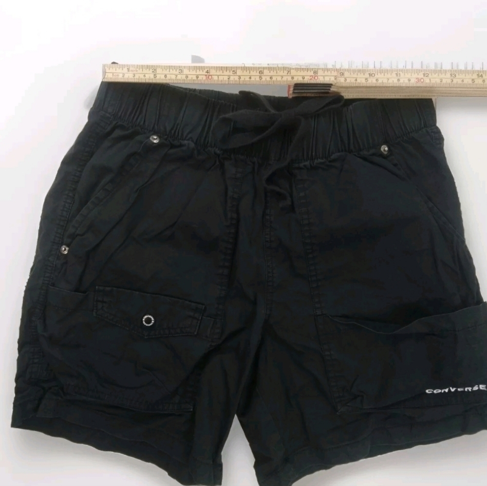 Converse Women's Shorts Drawstring Small Black Casual Goth Embroidered Logo